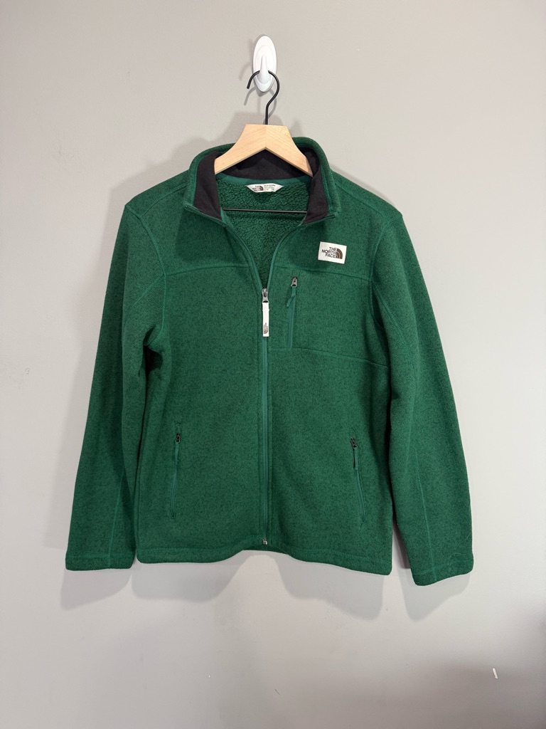 The North Face Gordon Lyons Kids Green Full-Zip Fleece Jacket Boys Sz Xl